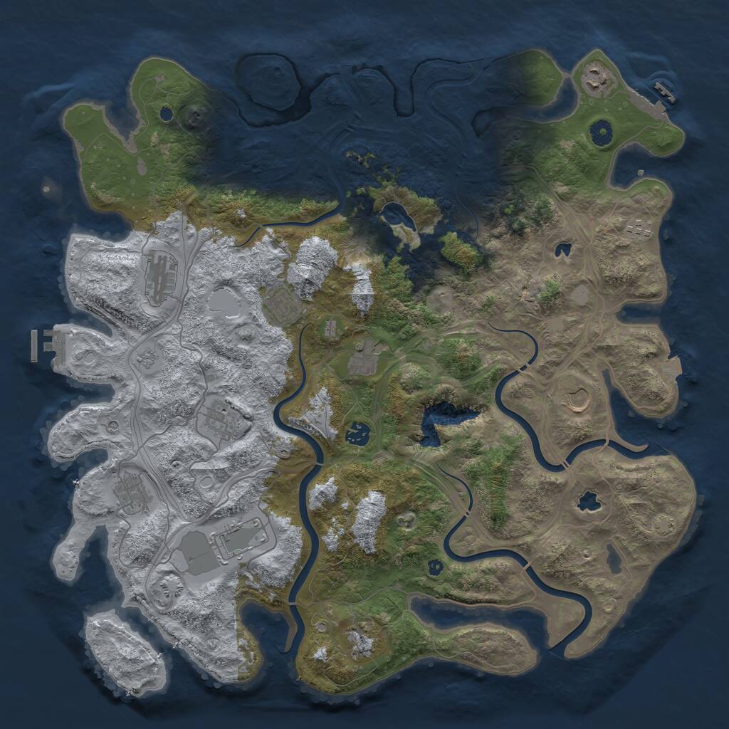 Rust Map: Procedural Map, Size: 4500, Seed: 423407936, 17 Monuments