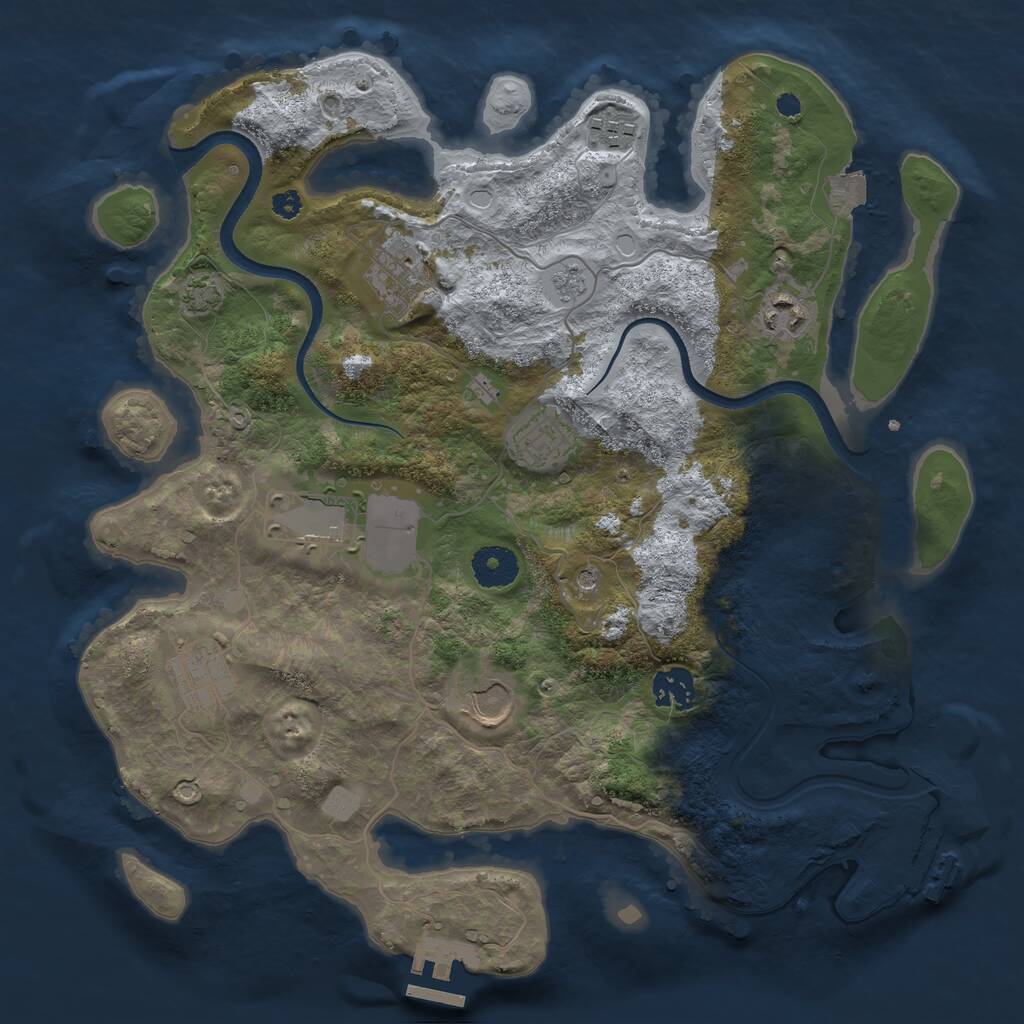 Rust Map: Procedural Map, Size: 3500, Seed: 545325225, 14 Monuments