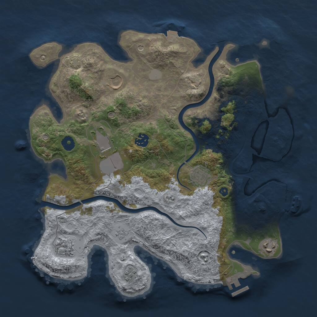 Rust Map: Procedural Map, Size: 3500, Seed: 694369299, 13 Monuments