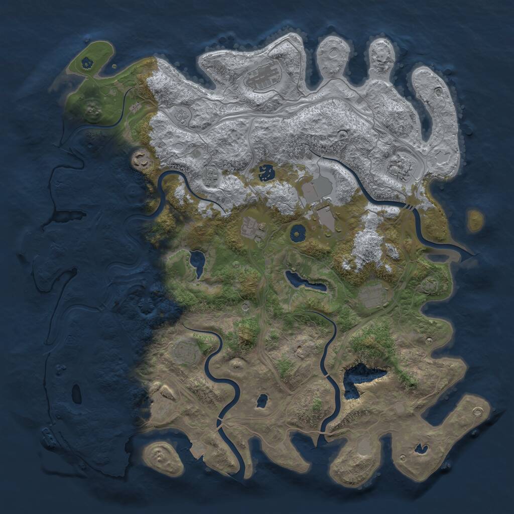 Rust Map: Procedural Map, Size: 4500, Seed: 941142036, 16 Monuments