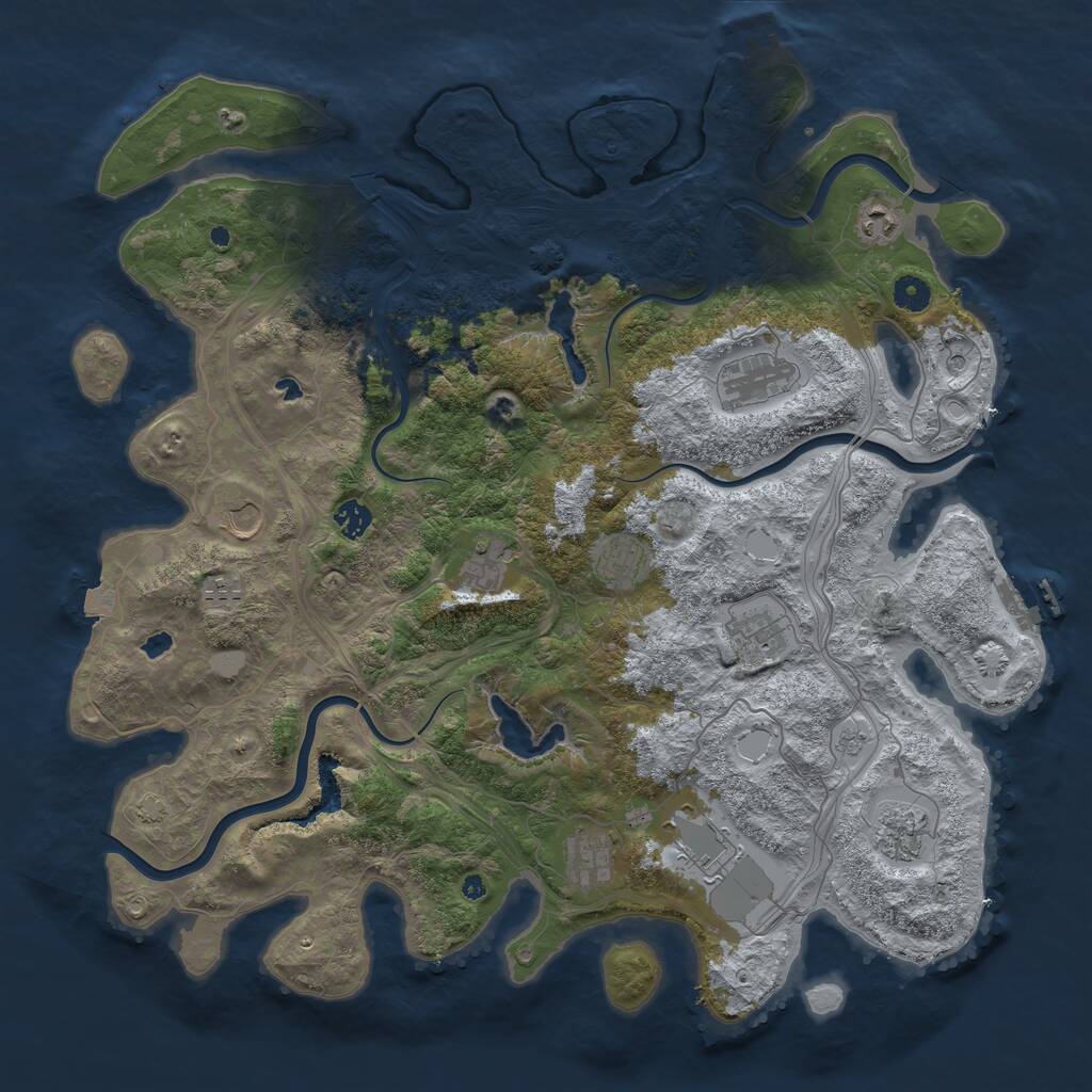 Rust Map: Procedural Map, Size: 4500, Seed: 206131556, 17 Monuments