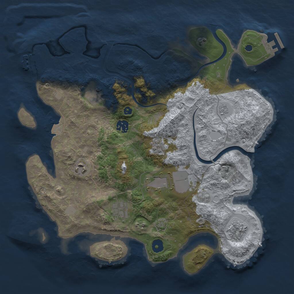 Rust Map: Procedural Map, Size: 3500, Seed: 1067490694, 12 Monuments