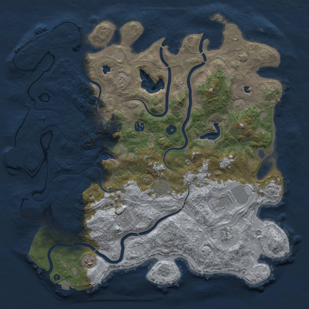 Rust Map: Procedural Map, Size: 4500, Seed: 637573340, 13 Monuments