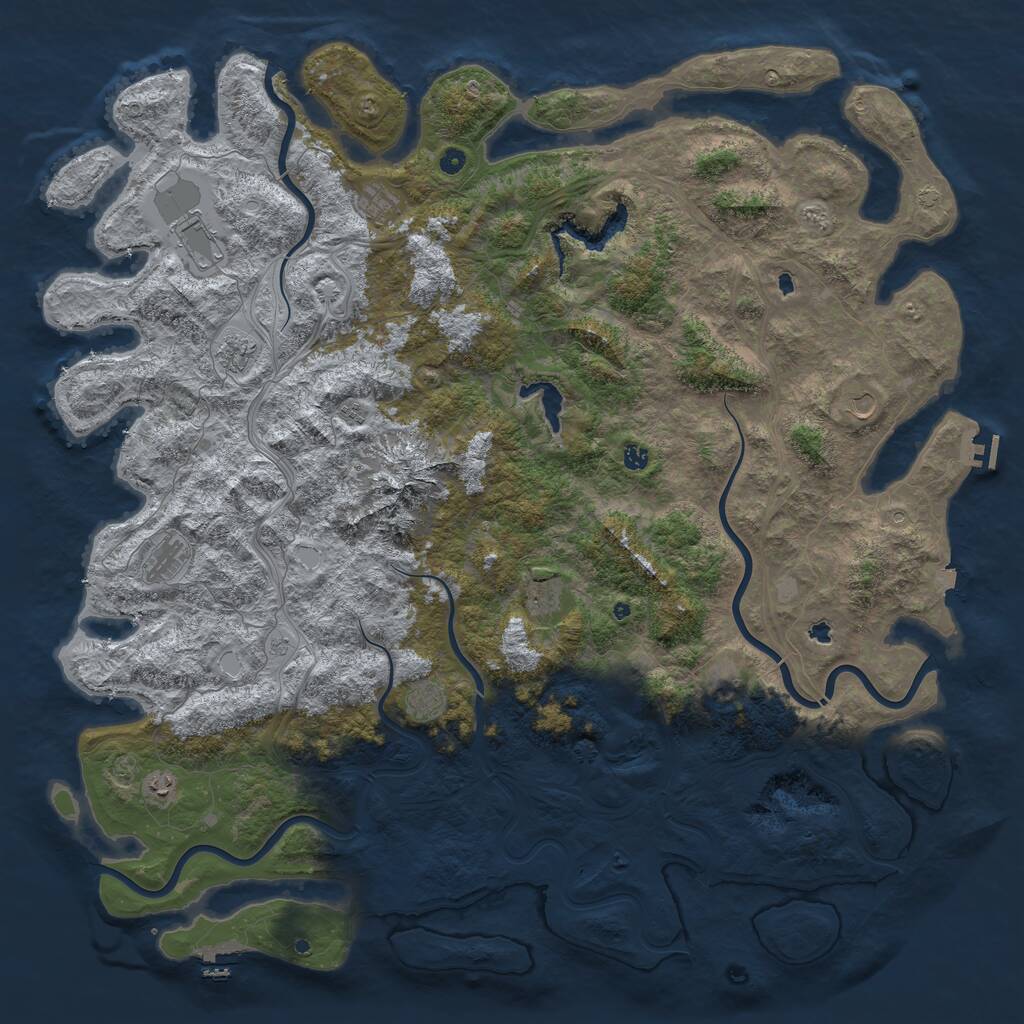 Rust Map: Procedural Map, Size: 6000, Seed: 551001938, 17 Monuments