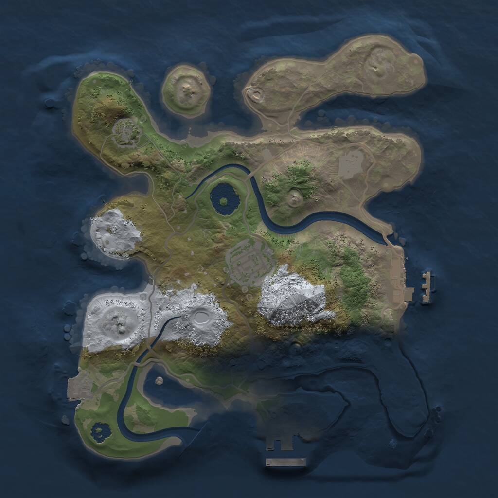 Rust Map: Procedural Map, Size: 2500, Seed: 1245427092, 5 Monuments