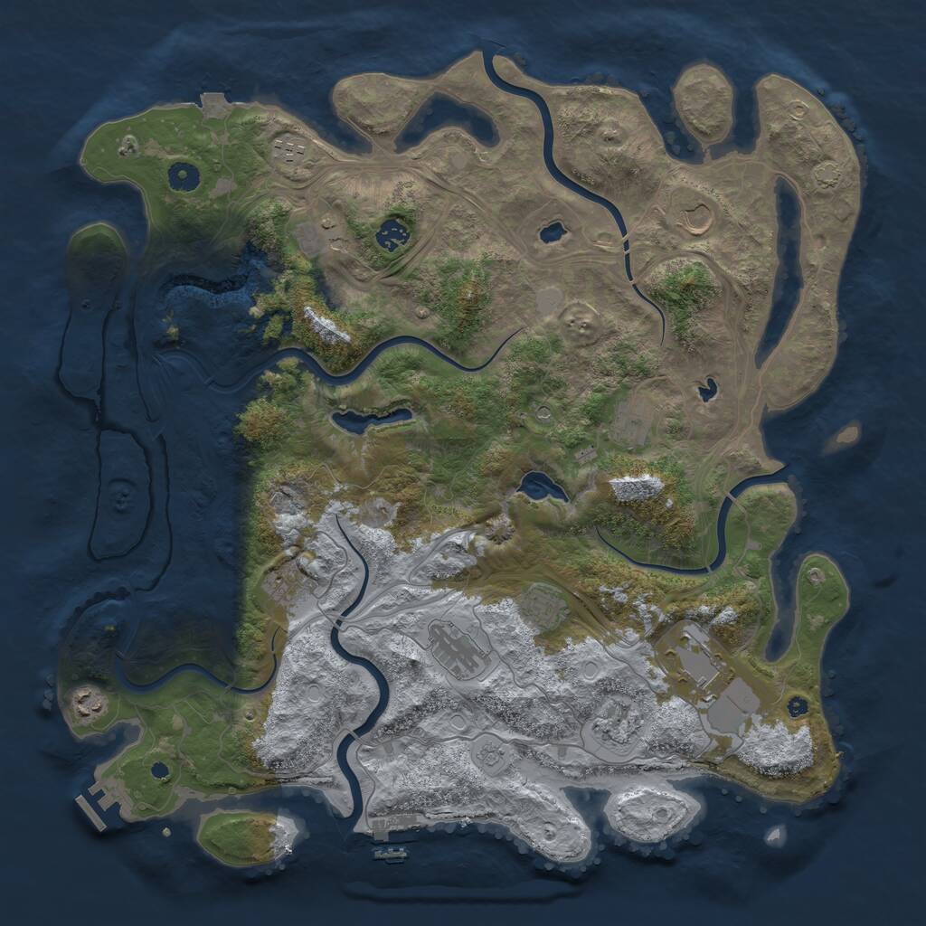 Rust Map: Procedural Map, Size: 4500, Seed: 115517248, 17 Monuments