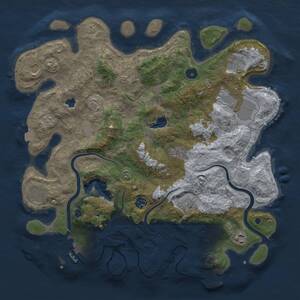 Thumbnail Rust Map: Procedural Map, Size: 4000, Seed: 669121681, 16 Monuments