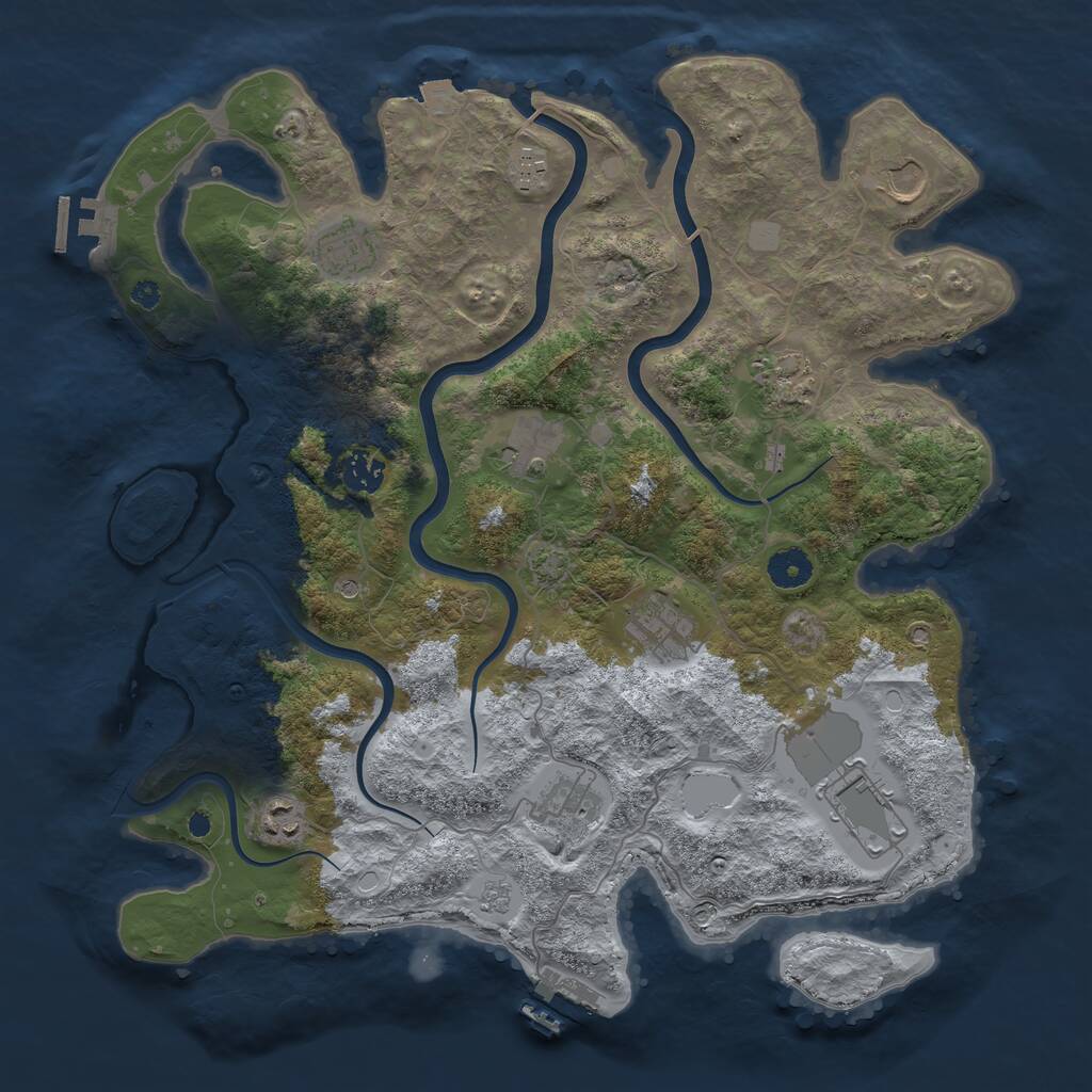 Rust Map: Procedural Map, Size: 3900, Seed: 1909414726, 16 Monuments