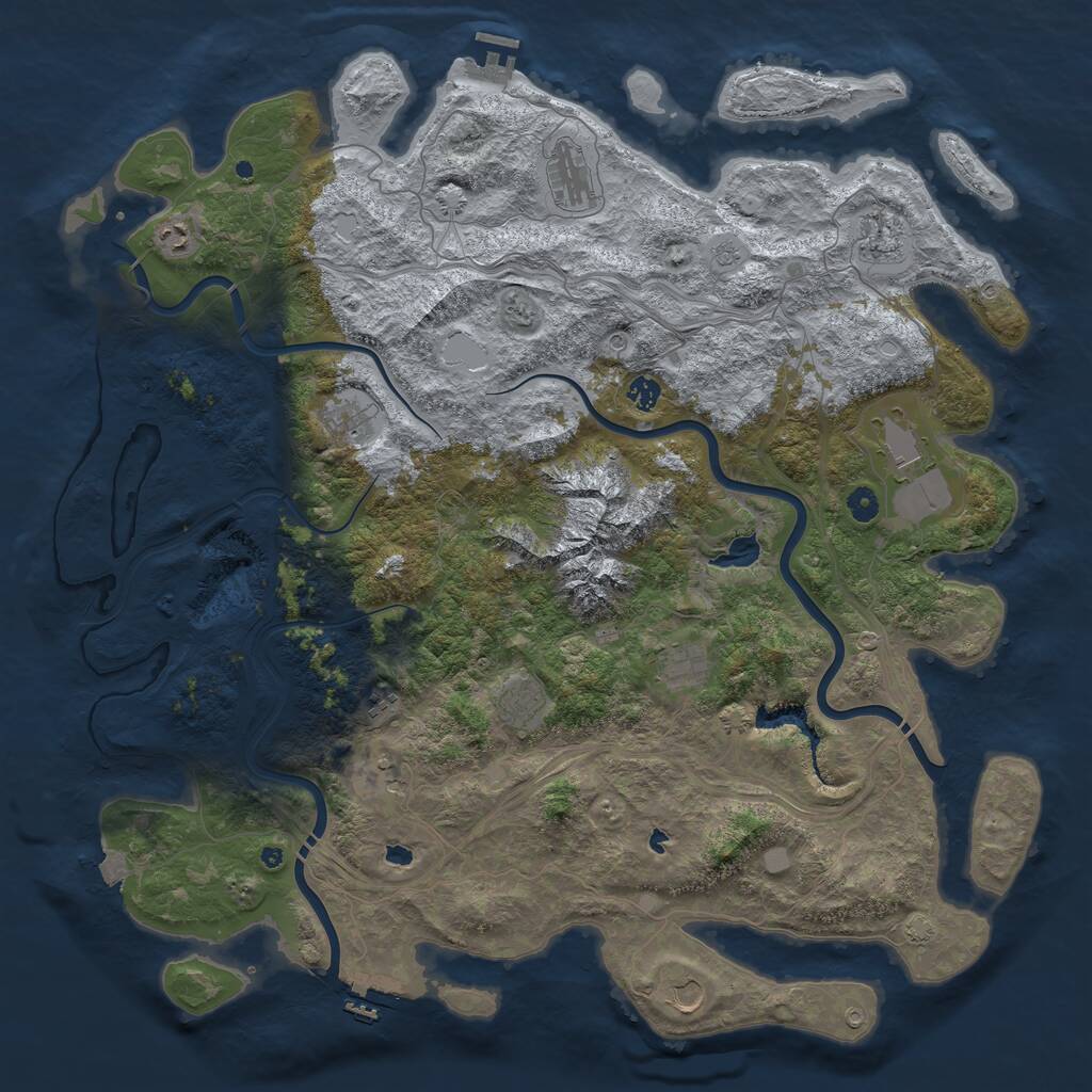 Rust Map: Procedural Map, Size: 5000, Seed: 3503002, 17 Monuments