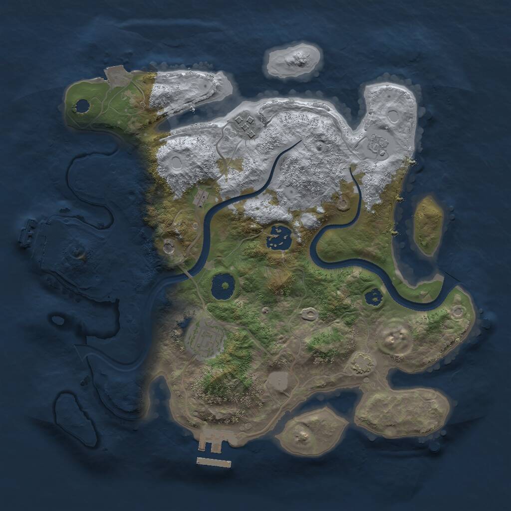 Rust Map: Procedural Map, Size: 3000, Seed: 683068221, 9 Monuments