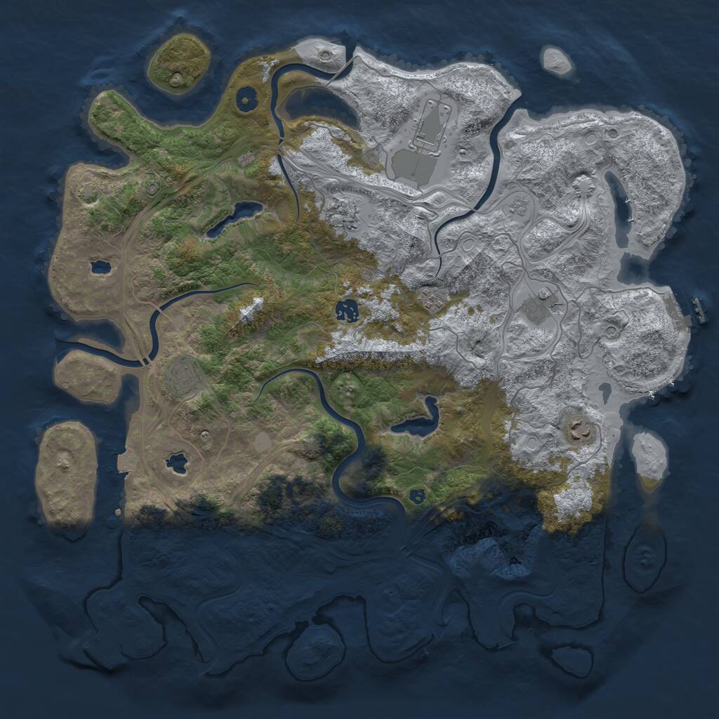 Rust Map: Procedural Map, Size: 4500, Seed: 1459288536, 13 Monuments