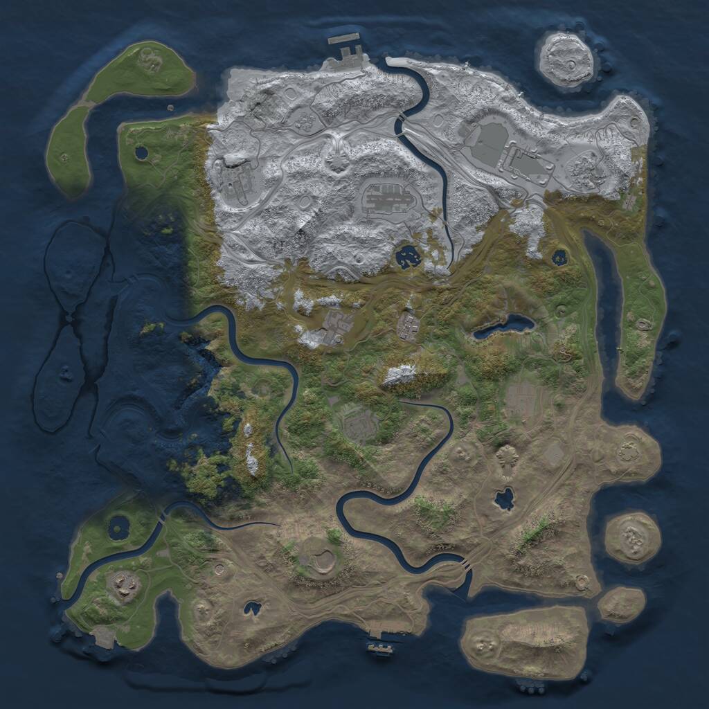 Rust Map: Procedural Map, Size: 4500, Seed: 2131576854, 17 Monuments