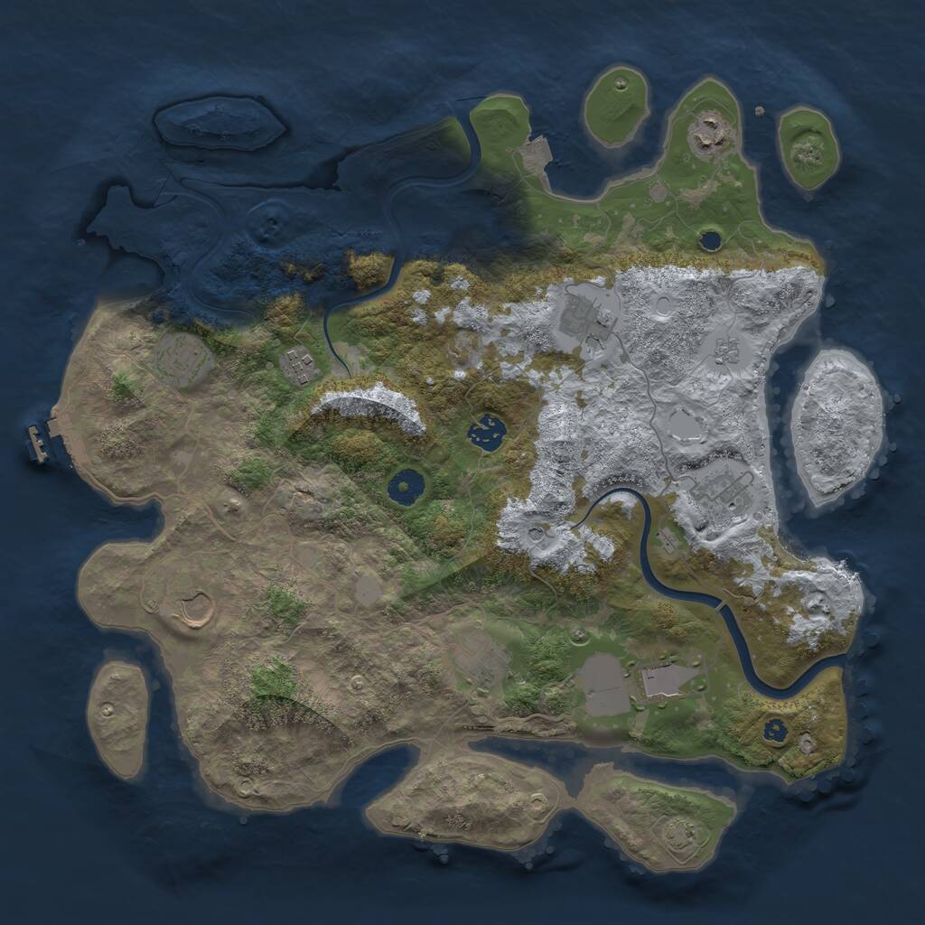 Rust Map: Procedural Map, Size: 3900, Seed: 652025, 14 Monuments