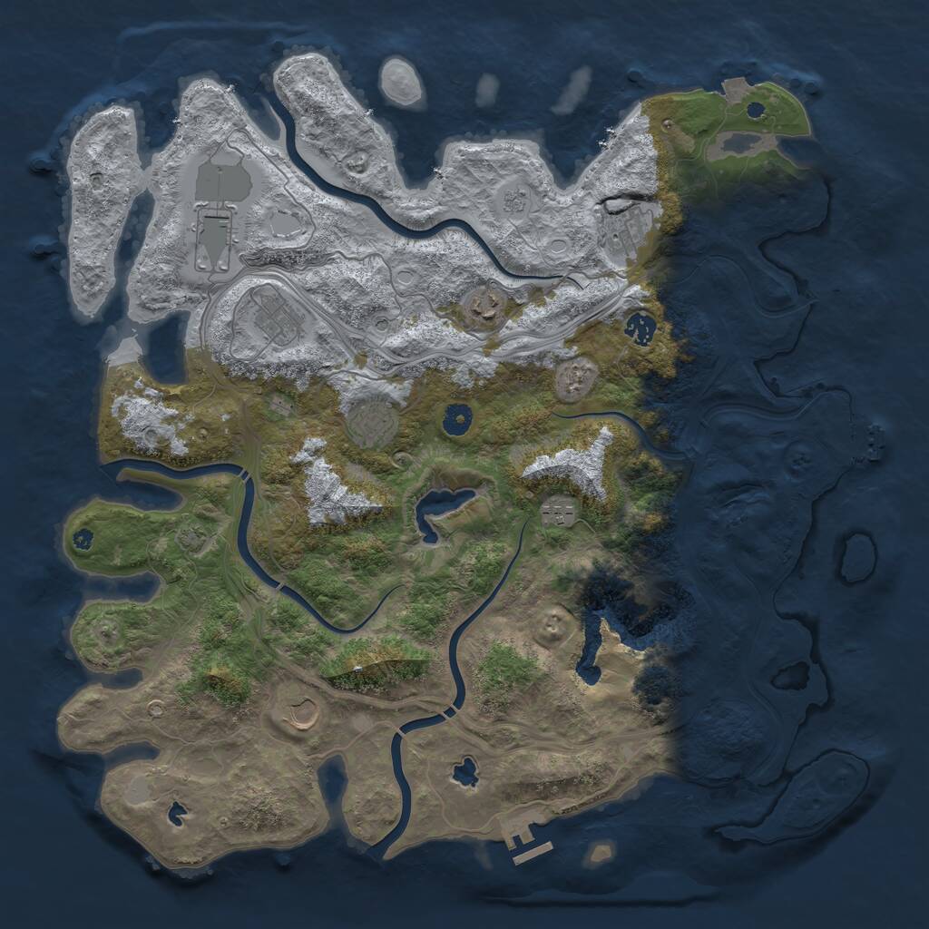 Rust Map: Procedural Map, Size: 4500, Seed: 1397117546, 14 Monuments