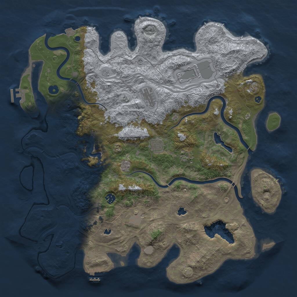 Rust Map: Procedural Map, Size: 4500, Seed: 828209957, 13 Monuments
