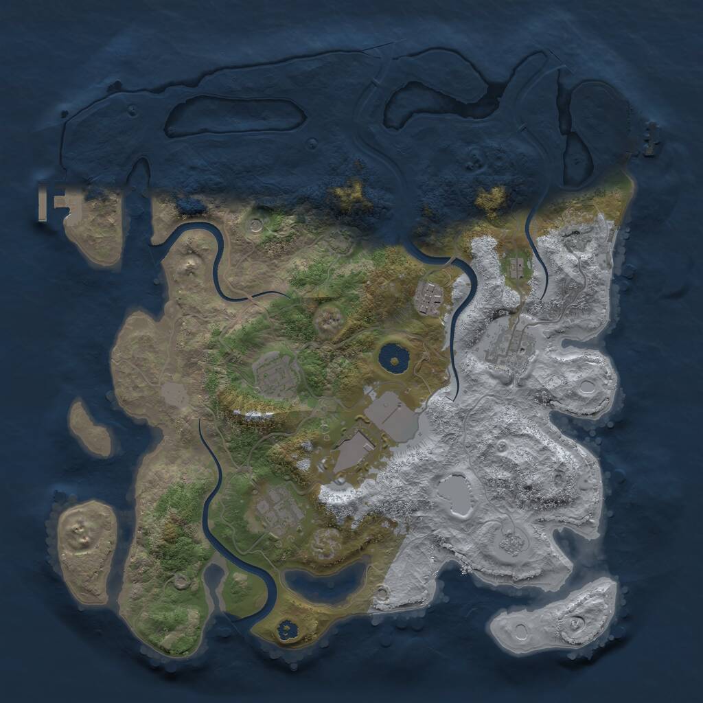 Rust Map: Procedural Map, Size: 3500, Seed: 604544799, 11 Monuments