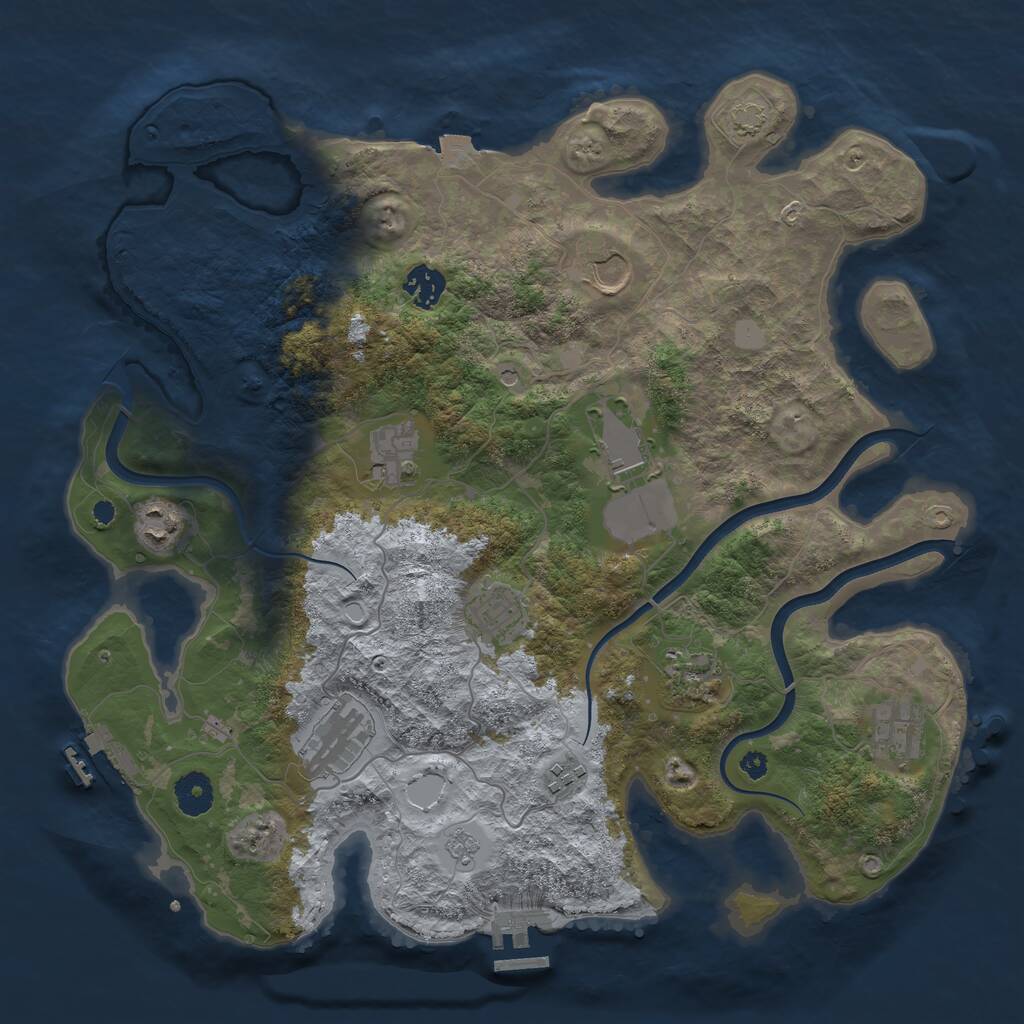Rust Map: Procedural Map, Size: 3750, Seed: 2101186593, 16 Monuments