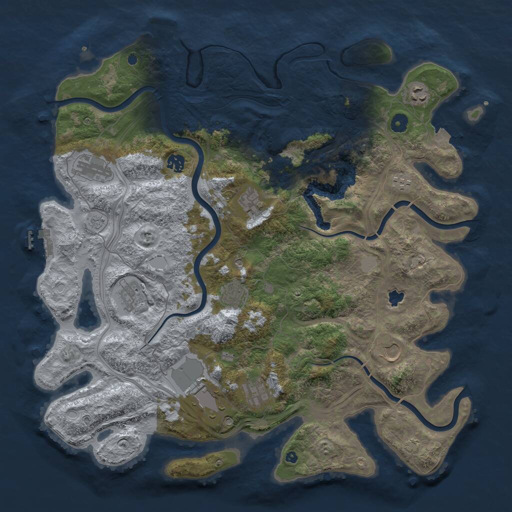 Rust Map: Procedural Map, Size: 4250, Seed: 1843875412, 16 Monuments