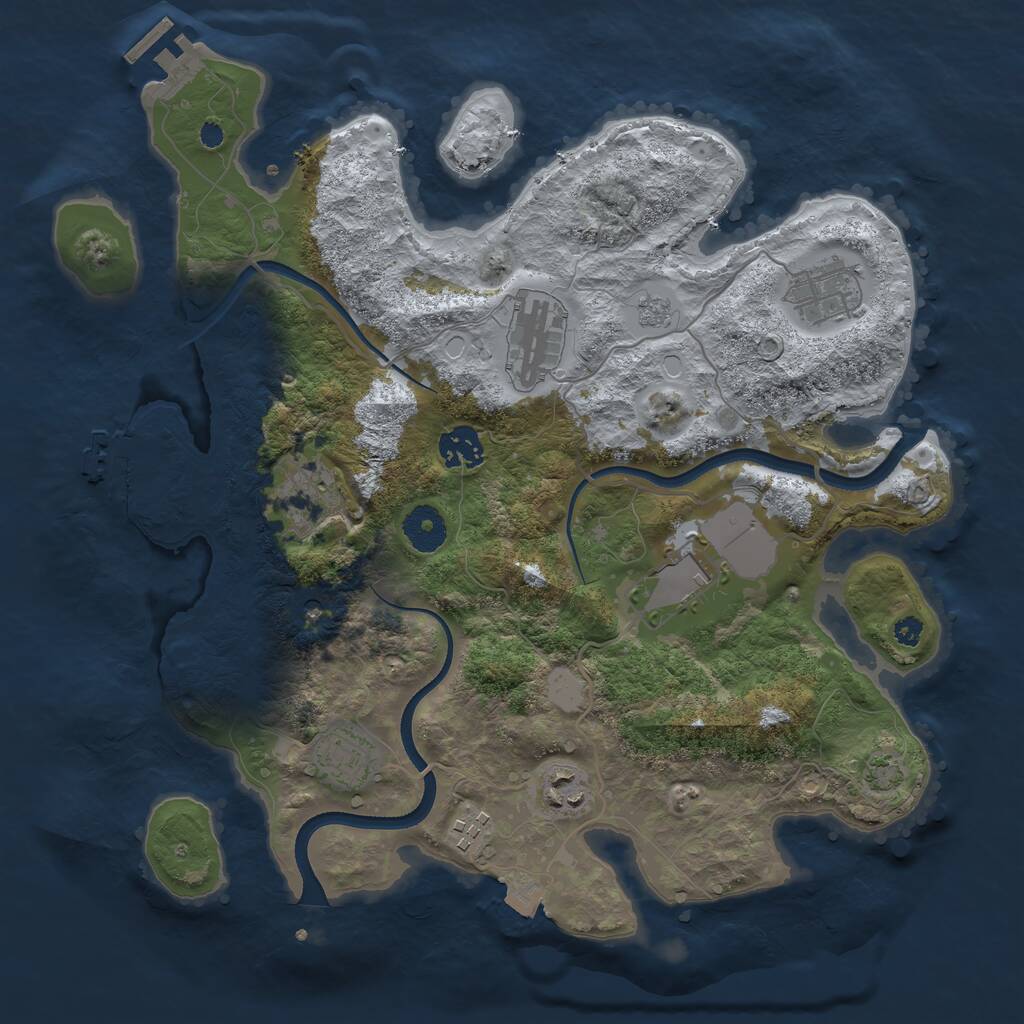 Rust Map: Procedural Map, Size: 3500, Seed: 602671924, 14 Monuments