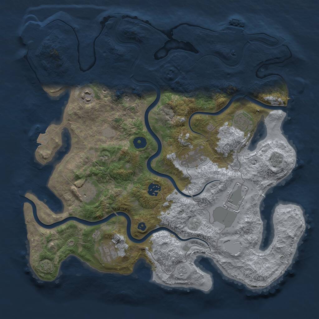 Rust Map: Procedural Map, Size: 3750, Seed: 1801670460, 14 Monuments