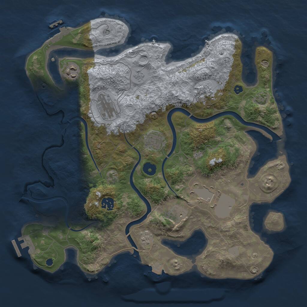 Rust Map: Procedural Map, Size: 3500, Seed: 2086841041, 14 Monuments