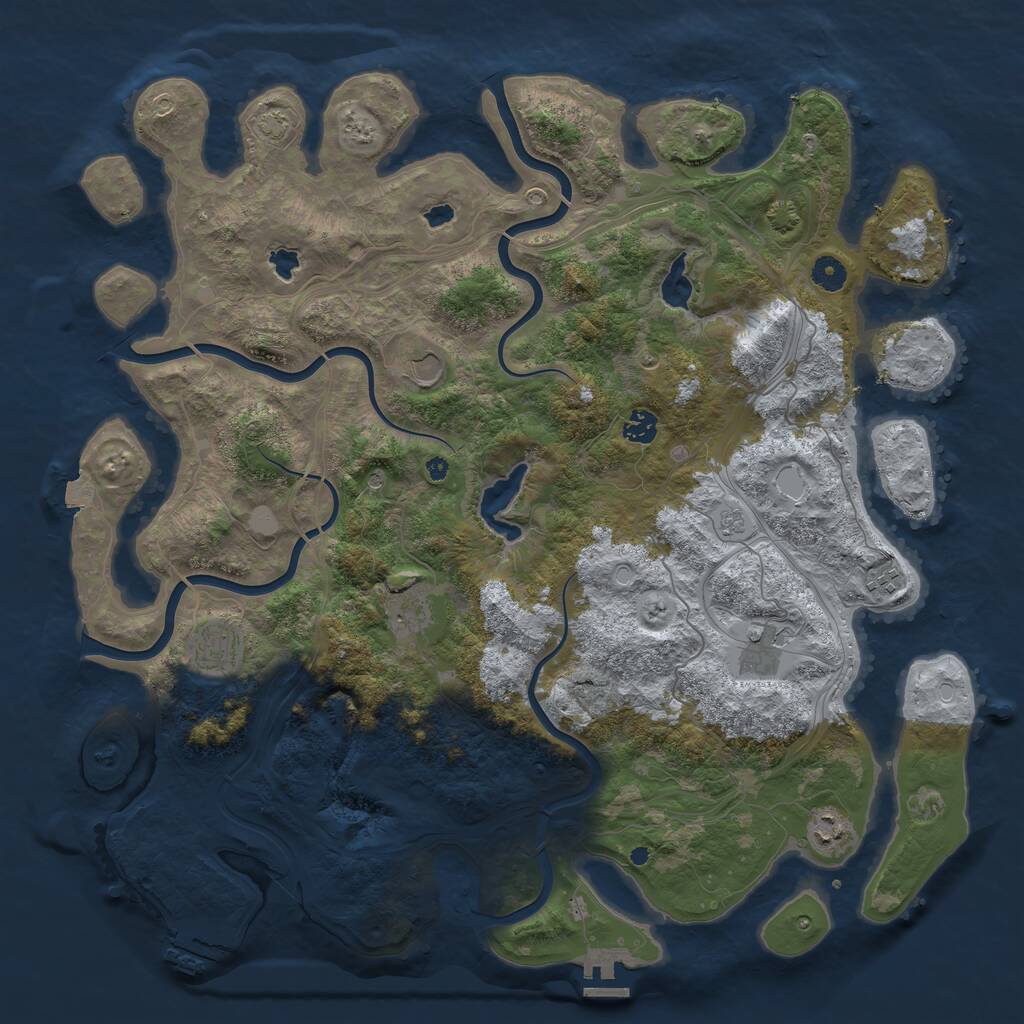 Rust Map: Procedural Map, Size: 4500, Seed: 6052025, 13 Monuments