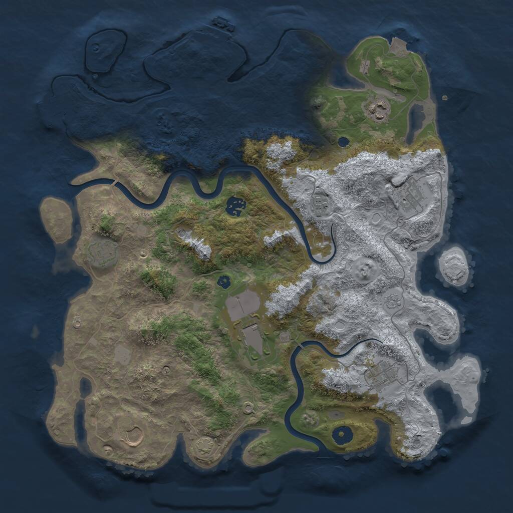 Rust Map: Procedural Map, Size: 3900, Seed: 1743982388, 14 Monuments