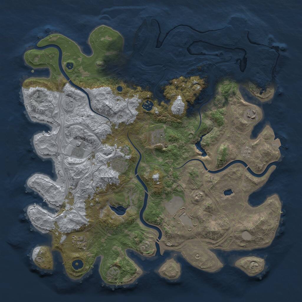 Rust Map: Procedural Map, Size: 4250, Seed: 129031438, 13 Monuments