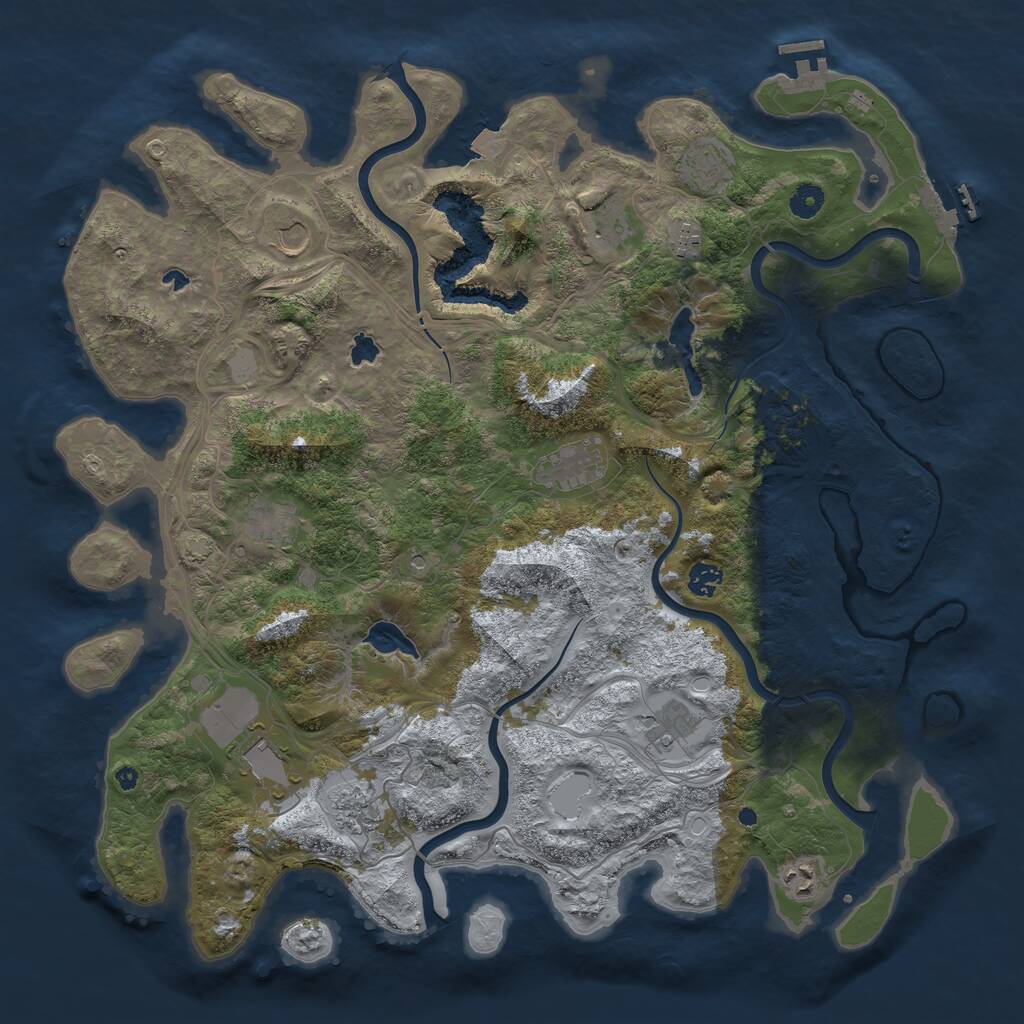 Rust Map: Procedural Map, Size: 4500, Seed: 948724880, 16 Monuments