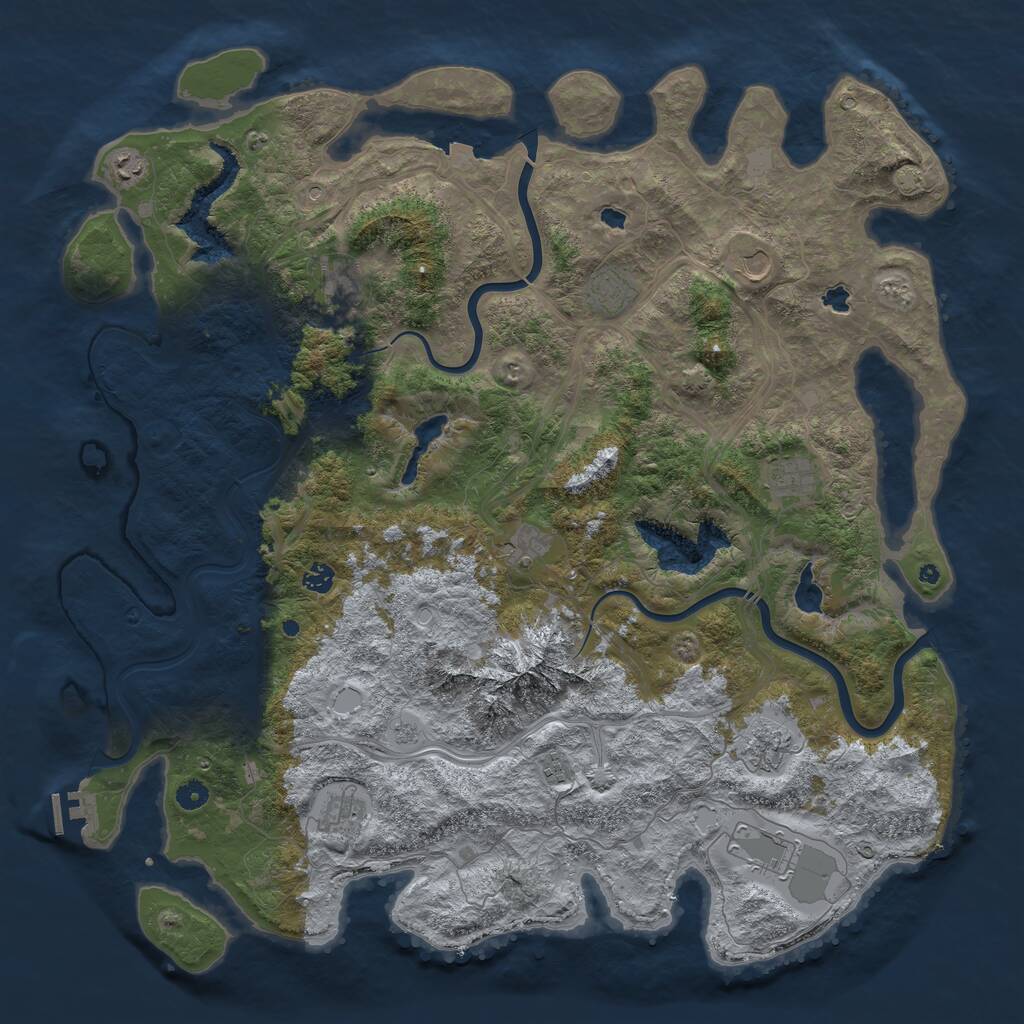 Rust Map: Procedural Map, Size: 5000, Seed: 726744675, 16 Monuments