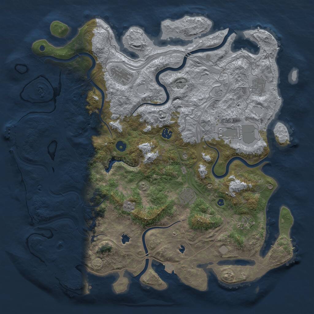 Rust Map: Procedural Map, Size: 4500, Seed: 1046106803, 13 Monuments