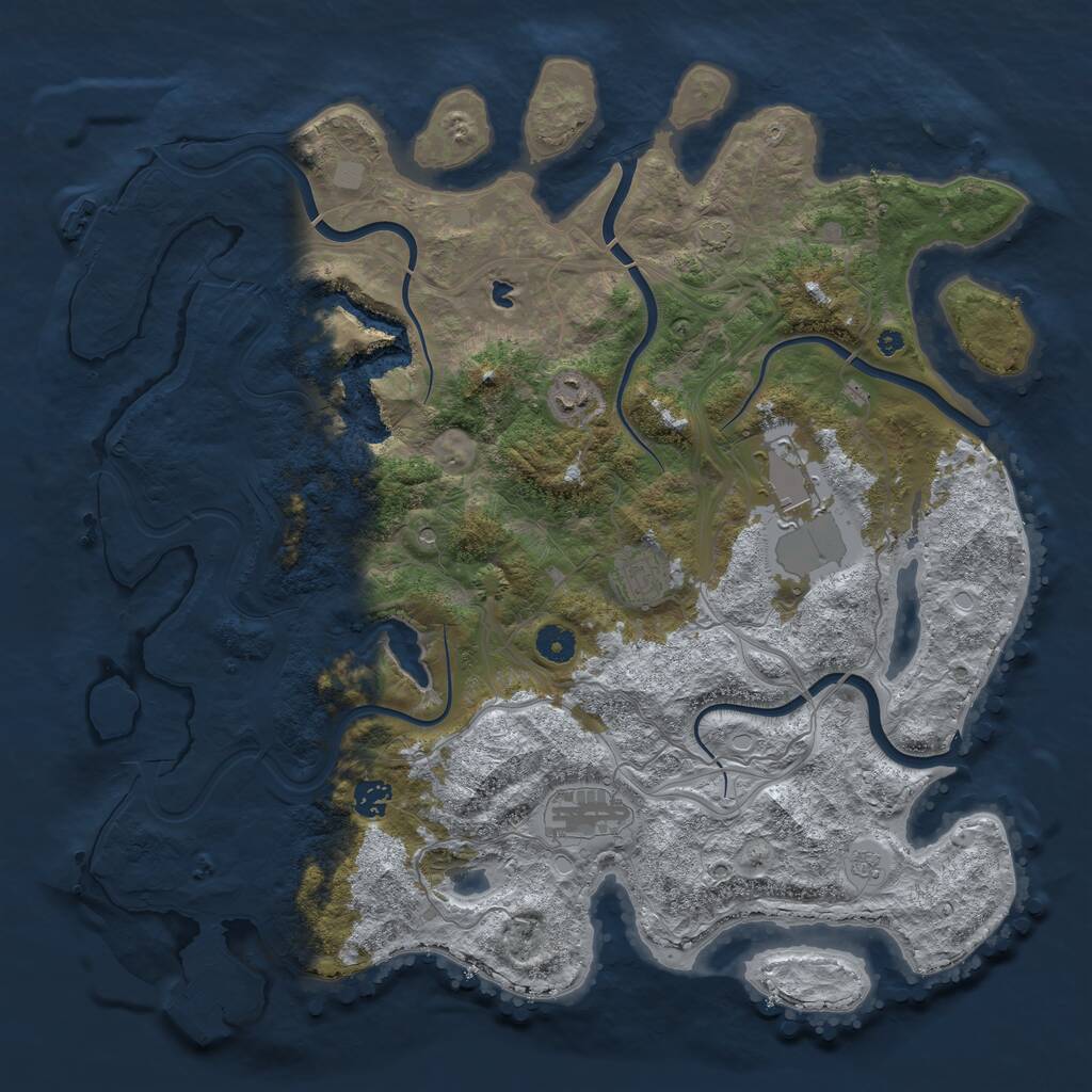 Rust Map: Procedural Map, Size: 4250, Seed: 2088927680, 11 Monuments