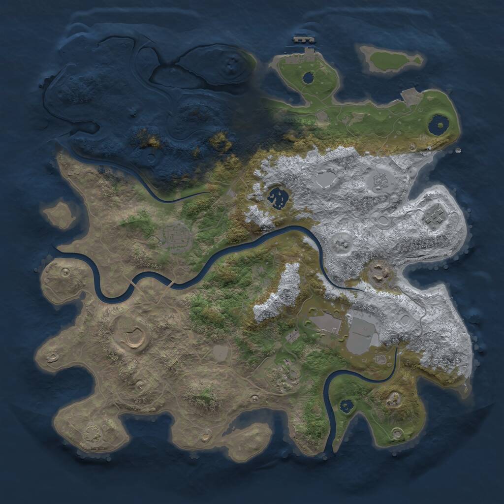 Rust Map: Procedural Map, Size: 3750, Seed: 447809094, 13 Monuments