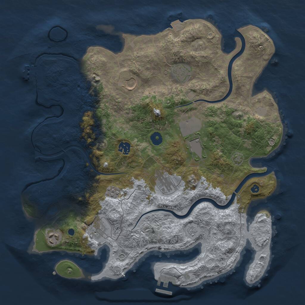 Rust Map: Procedural Map, Size: 3700, Seed: 278493818, 14 Monuments