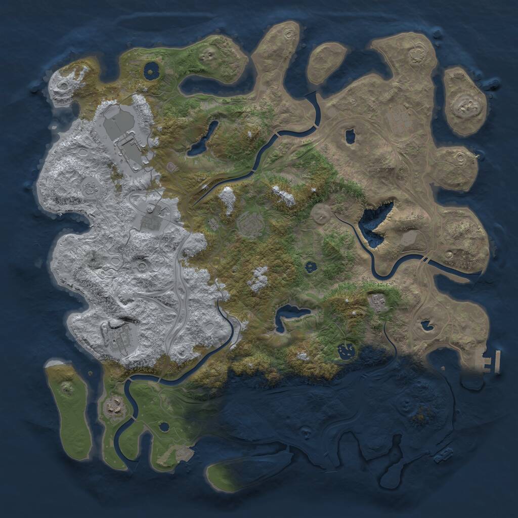 Rust Map: Procedural Map, Size: 4500, Seed: 1022921510, 14 Monuments