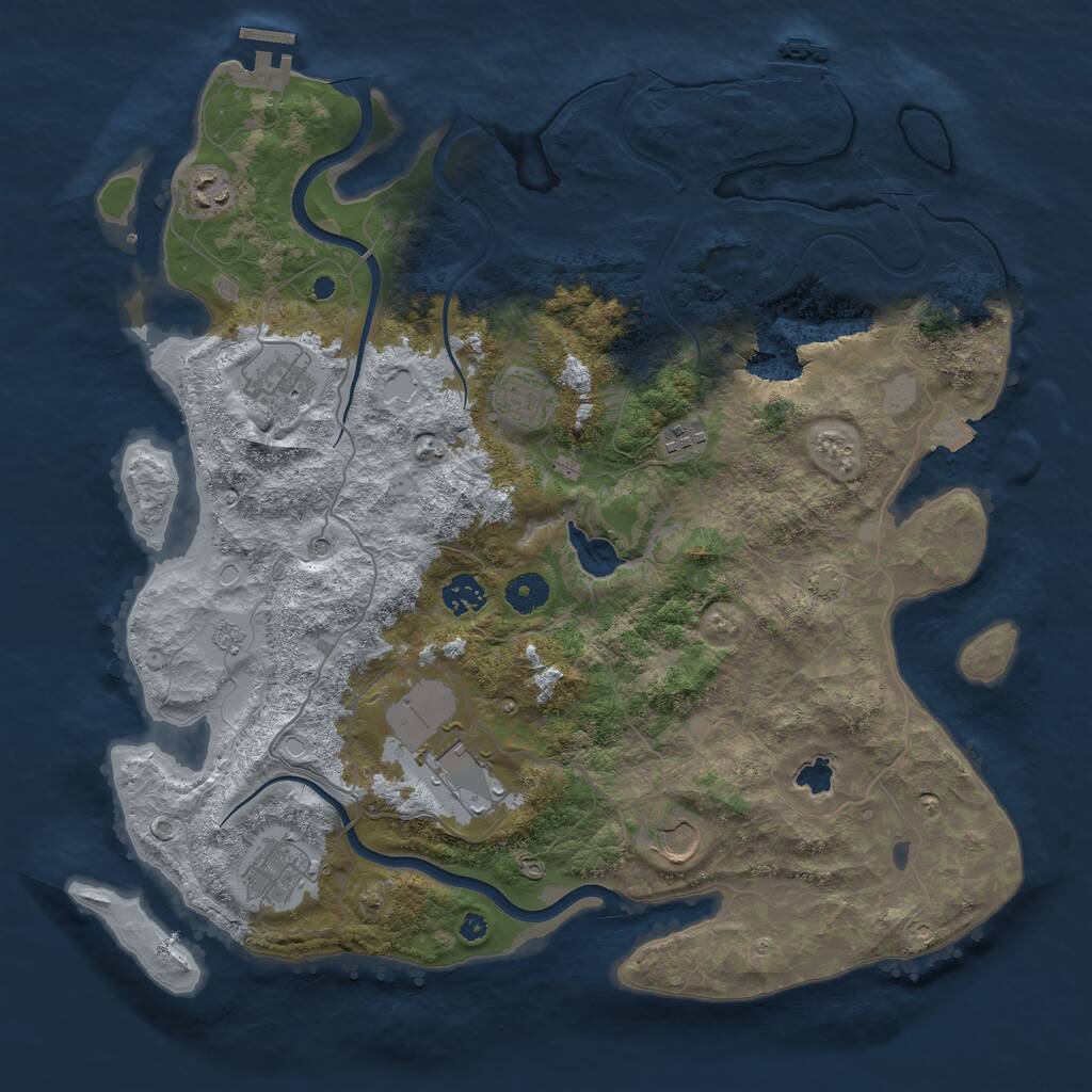 Rust Map: Procedural Map, Size: 4000, Seed: 1966497360, 14 Monuments