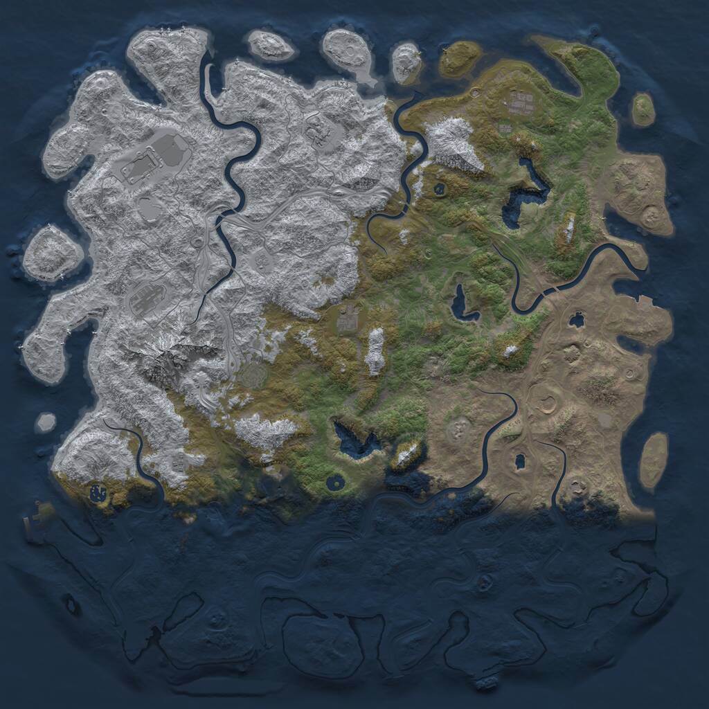 Rust Map: Procedural Map, Size: 6000, Seed: 192752501, 17 Monuments