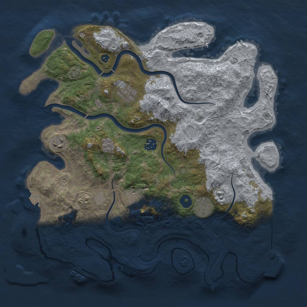 Rust Map: Procedural Map, Size: 3700, Seed: 1186, 12 Monuments