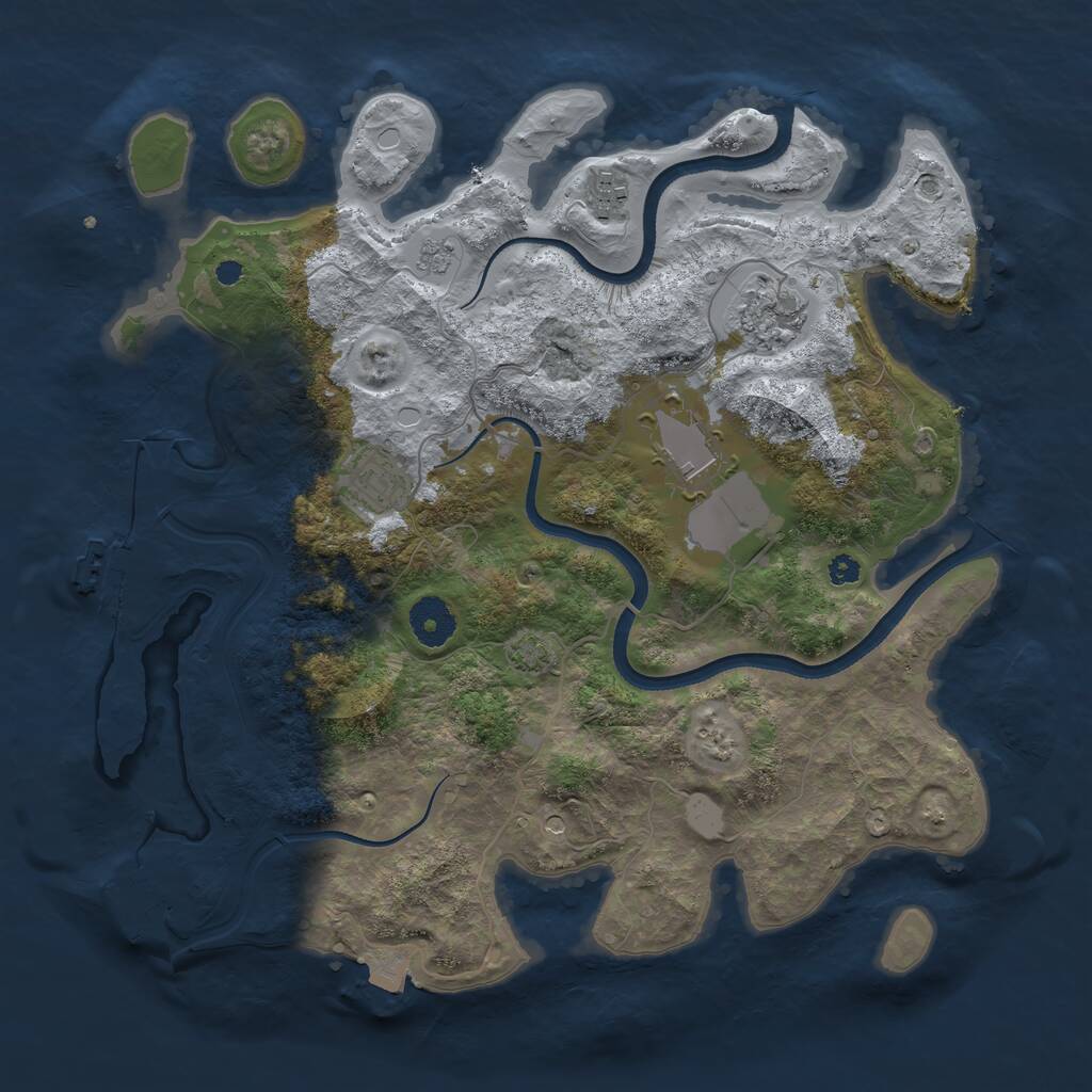 Rust Map: Procedural Map, Size: 3500, Seed: 1092327739, 10 Monuments