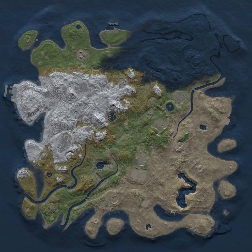 Rust Map: Procedural Map, Size: 4500, Seed: 9550, 15 Monuments