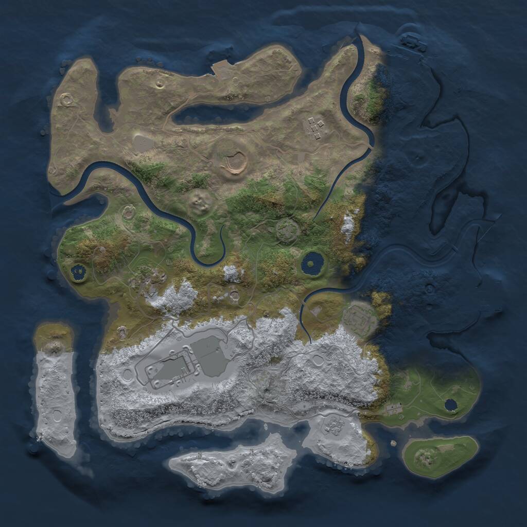 Rust Map: Procedural Map, Size: 3500, Seed: 727711692, 11 Monuments