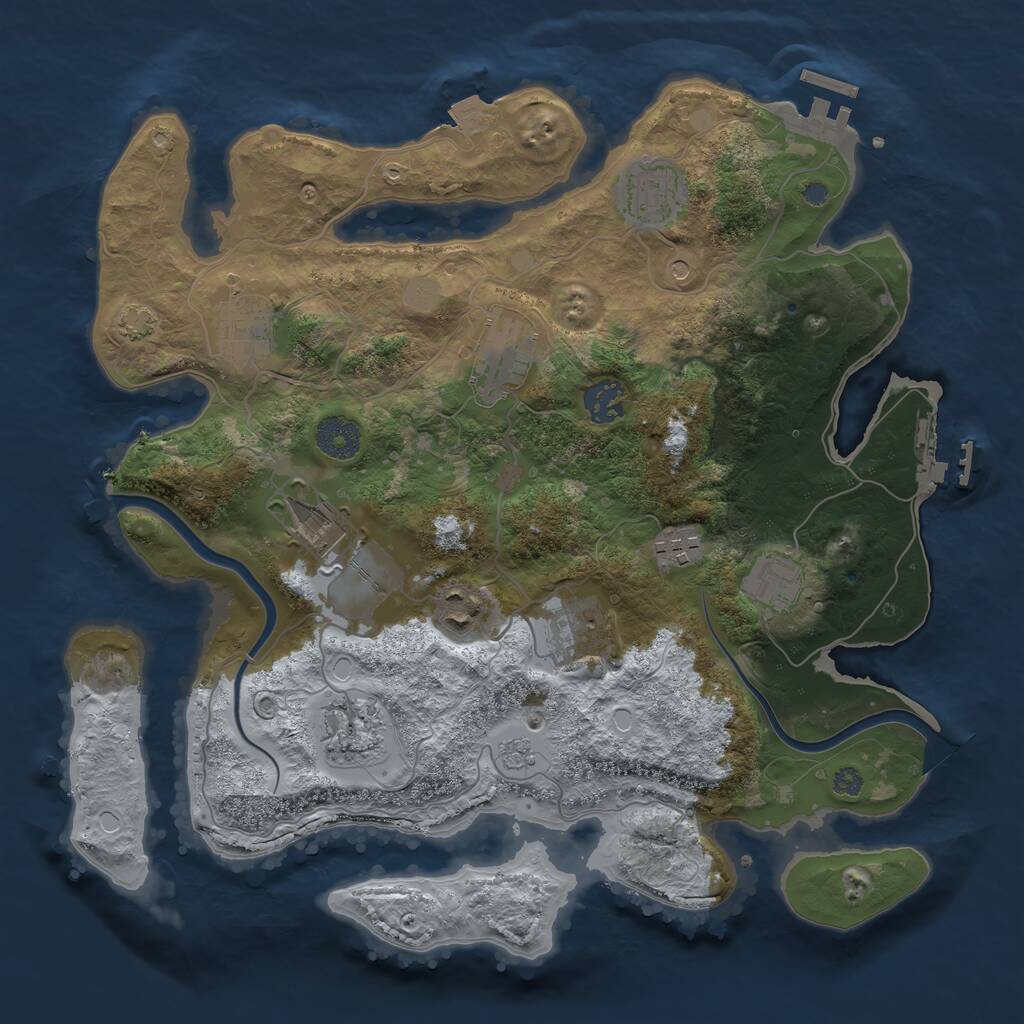 Rust Map: Procedural Map, Size: 3500, Seed: 727711692, 17 Monuments