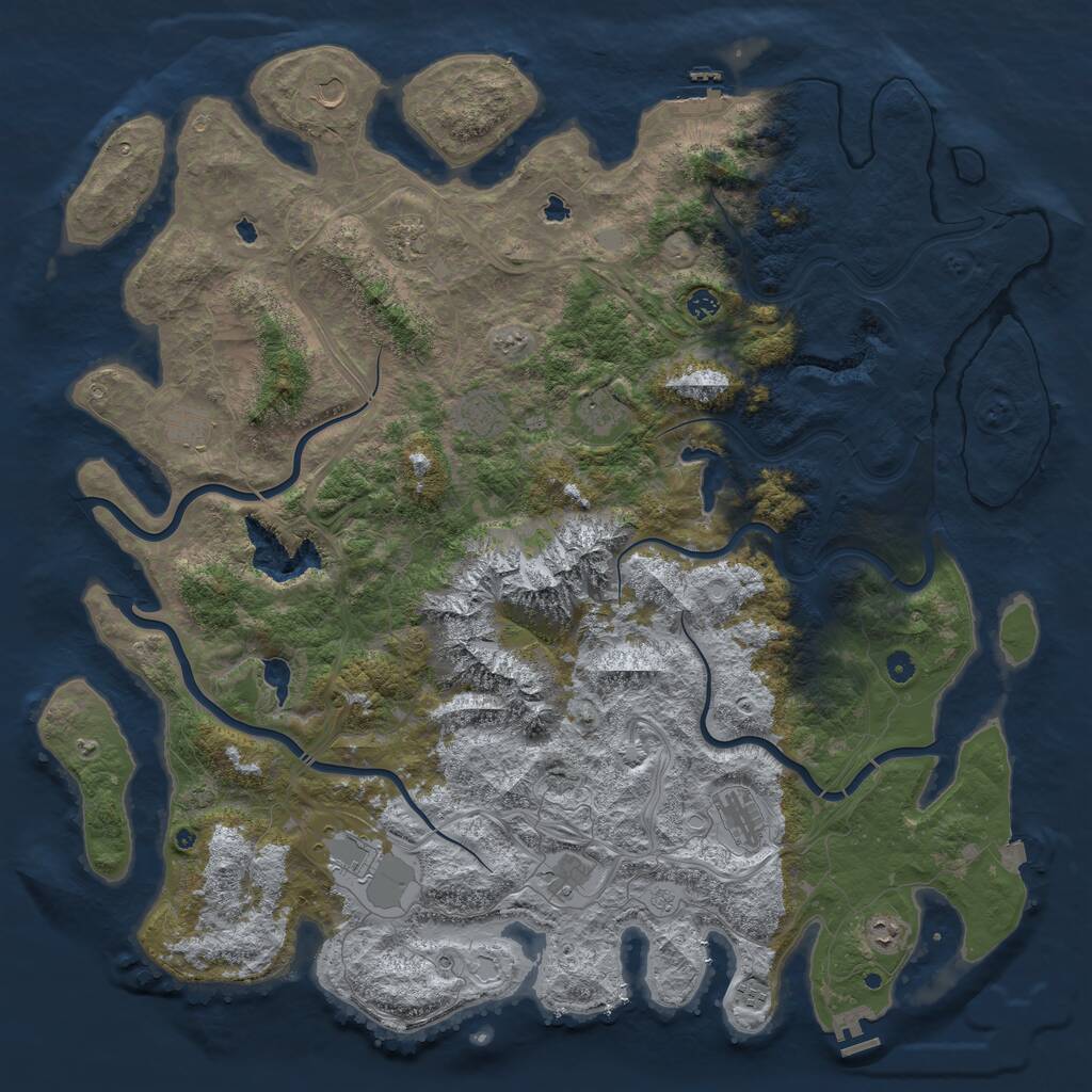 Rust Map: Procedural Map, Size: 5500, Seed: 1259616574, 17 Monuments