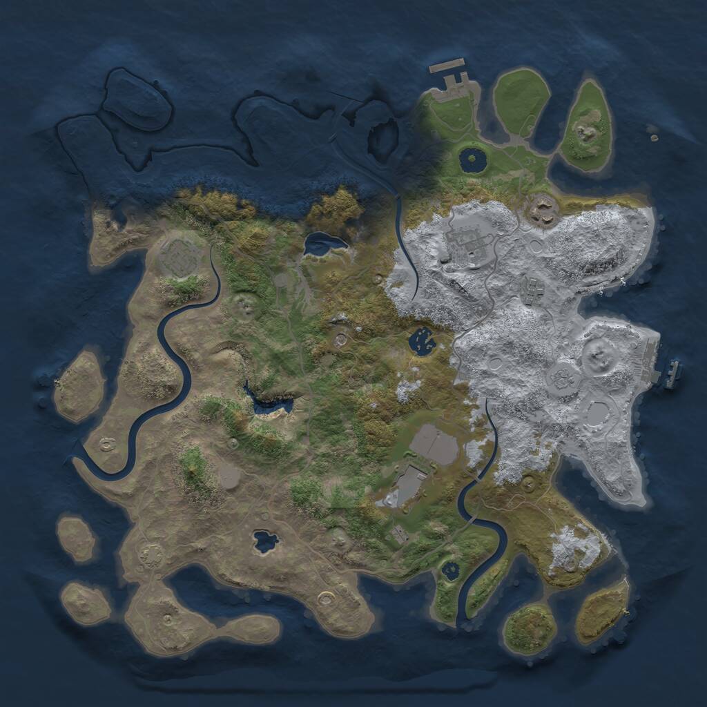 Rust Map: Procedural Map, Size: 4000, Seed: 25922, 12 Monuments