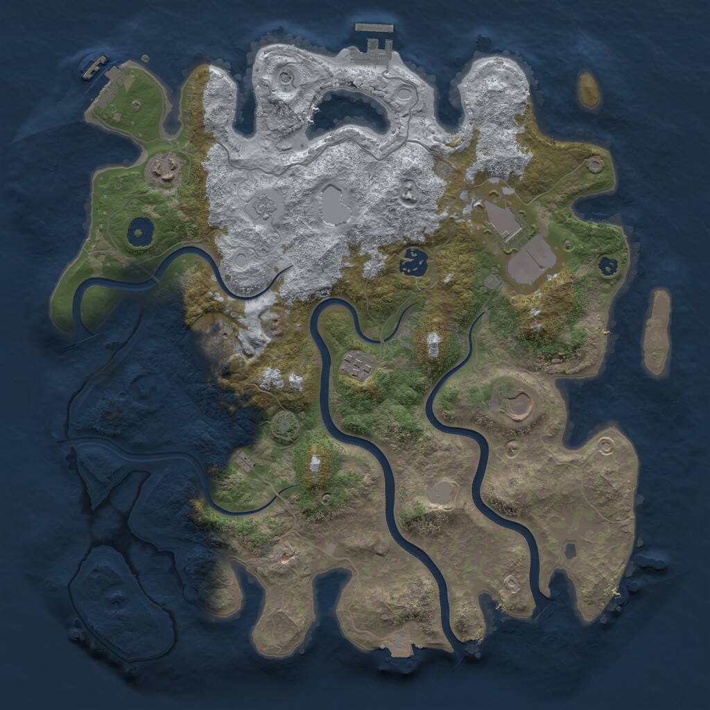 Rust Map: Procedural Map, Size: 3750, Seed: 908810154, 12 Monuments
