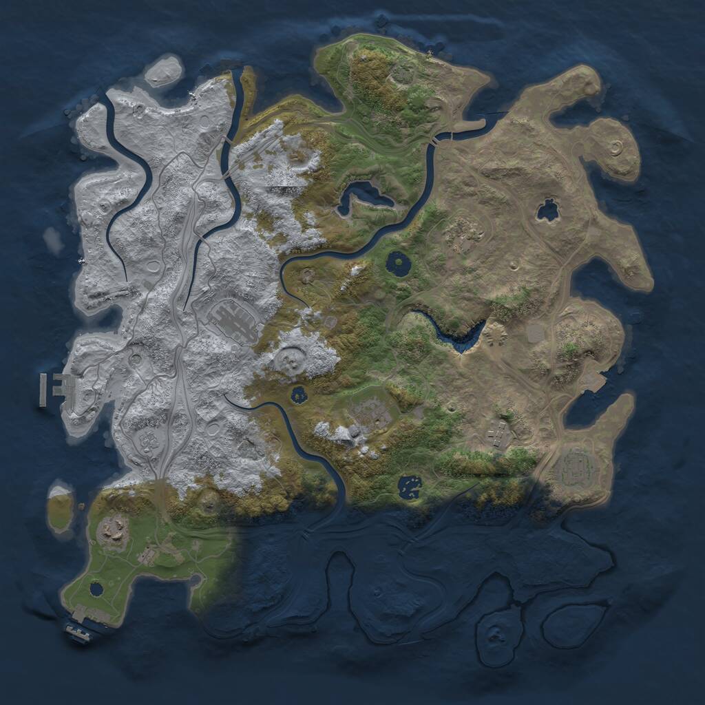 Rust Map: Procedural Map, Size: 4250, Seed: 1959955879, 13 Monuments