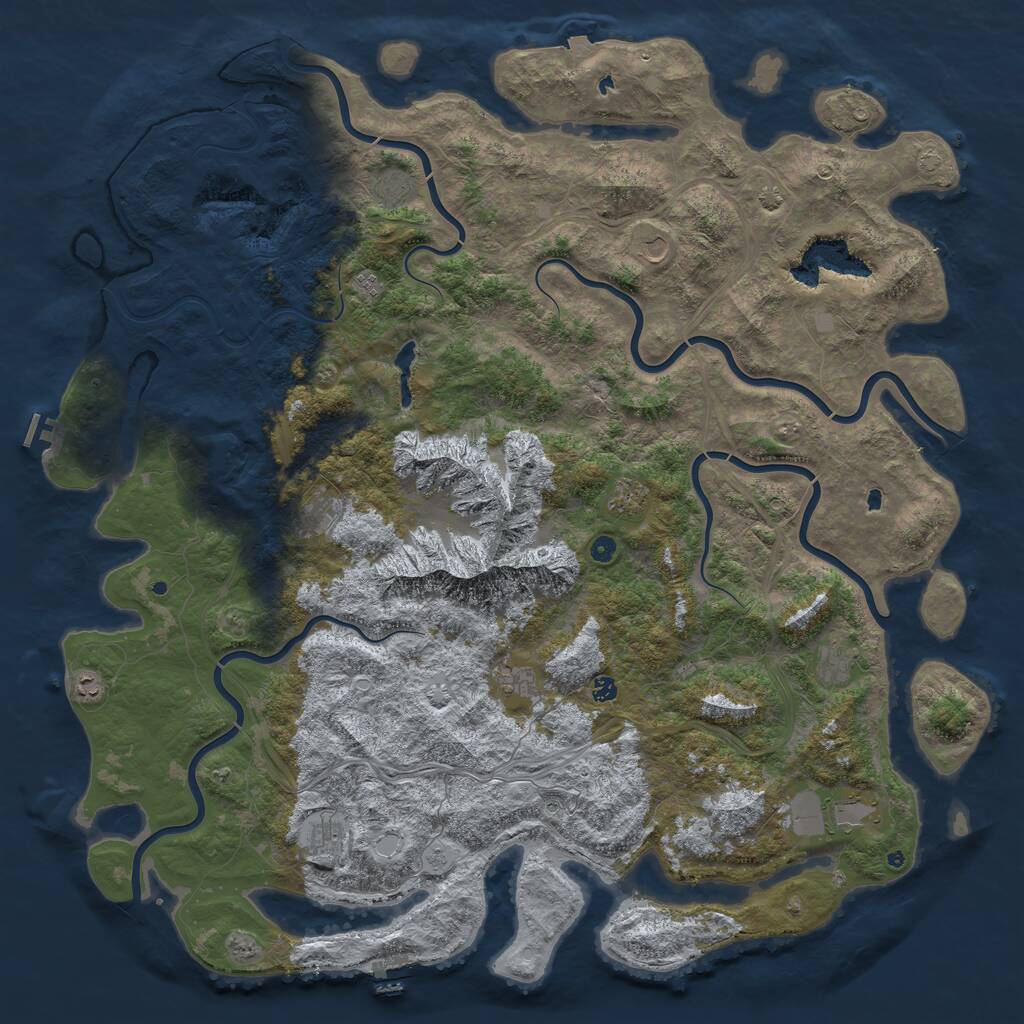 Rust Map: Procedural Map, Size: 6000, Seed: 228296366, 17 Monuments