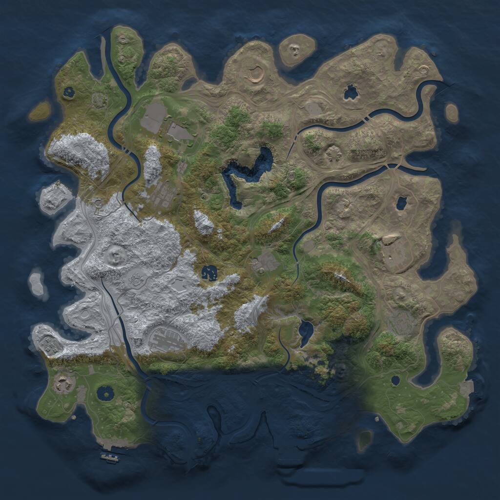 Rust Map: Procedural Map, Size: 4500, Seed: 1066512064, 16 Monuments