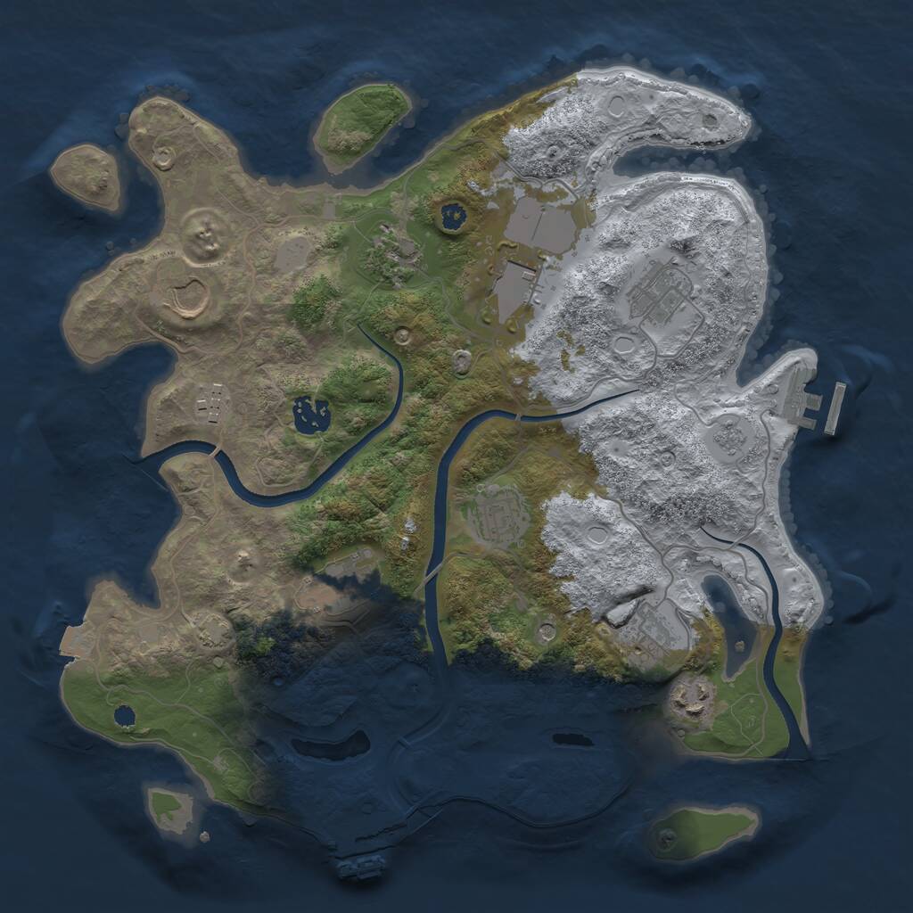 Rust Map: Procedural Map, Size: 3500, Seed: 1222010390, 16 Monuments