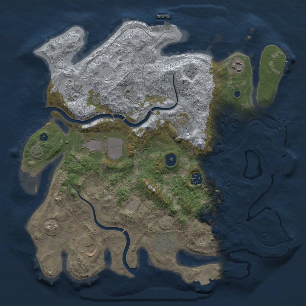 Rust Map: Procedural Map, Size: 3750, Seed: 1125820311, 14 Monuments